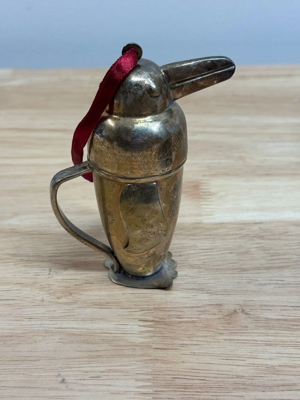 Vintage Restoration Hardware 1936 Penguin Shaker Silver Plate Ornament w/ Pouch